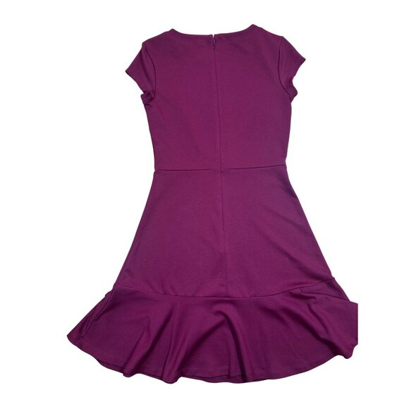GAP Burgundy Peplum Fit & Flare Ponte Knit Dress Size 0 Knee Length - Picture 4 of 7